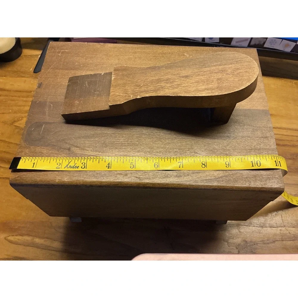 Vintage Shoe Shine Valet Box kit Brown Wood footrest grandpacore